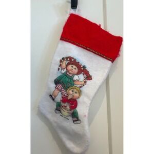 Vtg 1984 Cabbage Patch Kids Christmas Stocking Felt Red White 80s Holiday Decor
